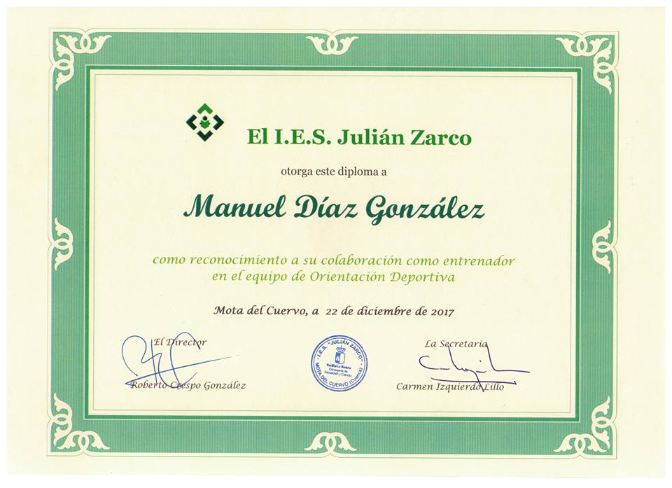 Diploma de Agradecimiento del IES Julián Zarco