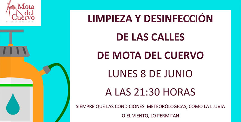 Hoy, lunes 8, el Ayuntamiento de Mota continúa con el plan de desinfección de calles