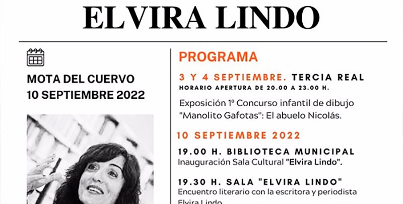 Elvira Lindo inaugurará la Sala Cultural que lleva su nombre en Mota del Cuervo