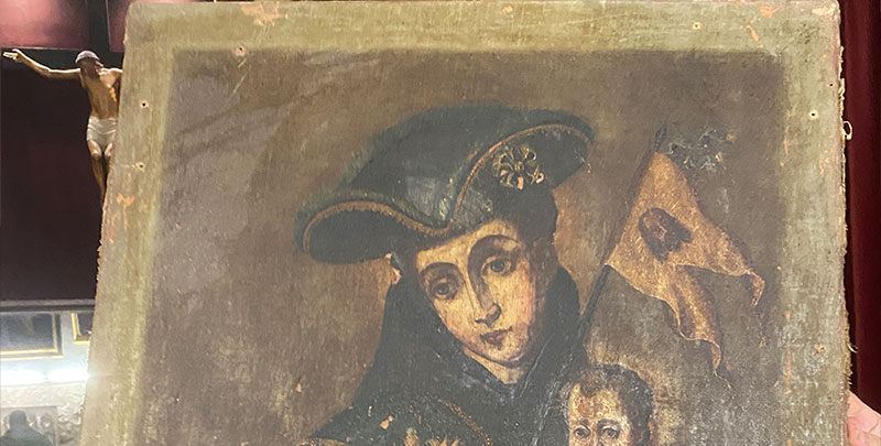 Aparece escondido un lienzo de San Antonio de Padua de principios del siglo XVIII en la iglesia de San Miguel Arcángel de Mota del Cuervo
