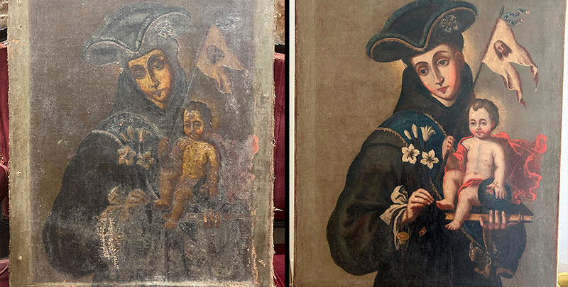 Inauguración de la restauración de un lienzo de San Antonio de Padua de principios del s. XVIII en Mota del Cuervo