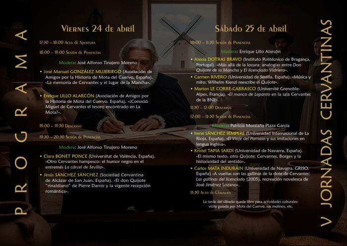 Programa de las V Jornadas Cervantinas